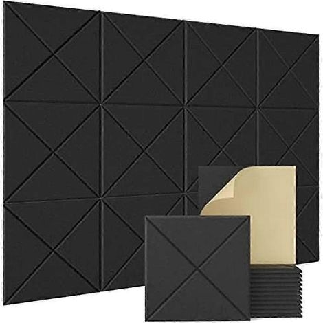 Lot de 12 panneaux d'isolation acoustique en mousse auto-adhésifs, compatibles avec les salles de musique (1/5)