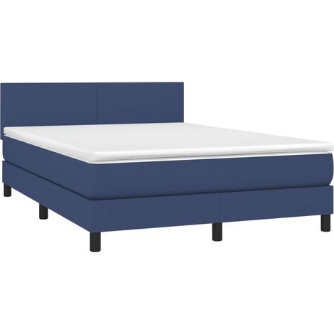 vidaXL Giroletto a Molle con Materasso Blu 140x190 cm in Tessuto (1/5)