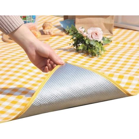Telo da picnic 200 x 300 cm, idrorepellente e antisabbia, giallo (1/5)