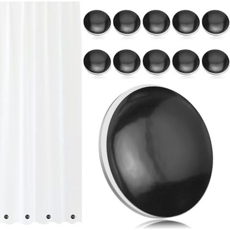 CSPARKV 10 Pack Magnetic Shower Curtain Weights, Seamless Bottom Curtain Weights, Weighted Magnets for Shower Curtain Liner, Prevent Outer Curtain from Blowing Away (1/4)