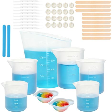 8 Pièces Tasses en Silicone pour Resine Epoxy,Tasses à Mesurer Silicone Set (1/5)
