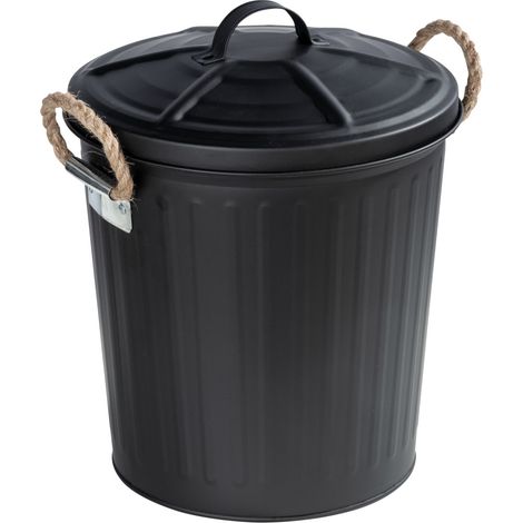 WENKO Kosmetikeimer Gara Schwarz matt, 6 Liter, Schwarz, Stahl schwarz