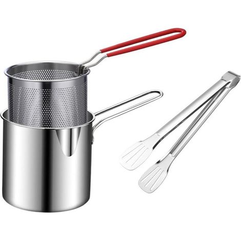 1set Stainless Steel Deep Frying Pot with Fry Basket Versatile Cooking Pot for Home Restaurant Deepen Milk Pan Food Frying Pan Kitchen Supply (1/5)
