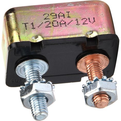 Disjoncteur automatique 12V/24V universel avec fusible réinitialisable, protection circuit, couvercle métallique, ampérage 20A, pour bateau et voiture. (1/5)