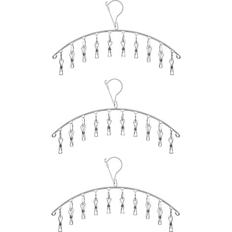 3er-Pack Wäschetrockner aus Edelstahl mit 10 Sockenclips