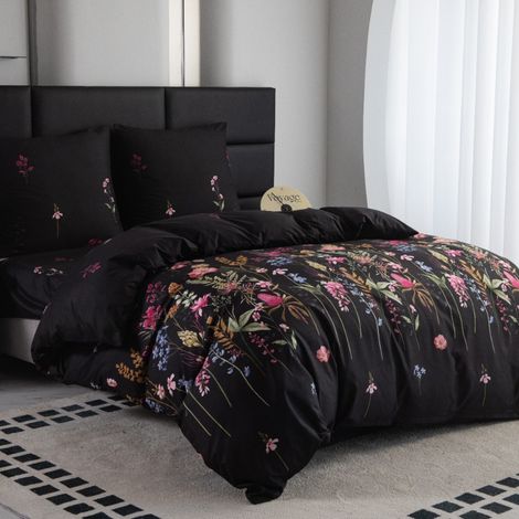 Linge de lit en coton 200x200 motif prairie fleurie (1/5)