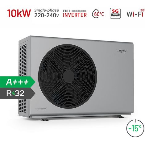 Alsavo Zealux R32 pompe à chaleur air eau monobloc grise 10kw - Monophasé 220-240V/50Hz/1PH - Ventilateurs Simples - Discrétion et Contrôle Intelligent