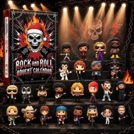 Rock-Themed Advent Calendar Mini Christmas Tree Ornament Set Gift Box - Rock Band Blind Box - 3D