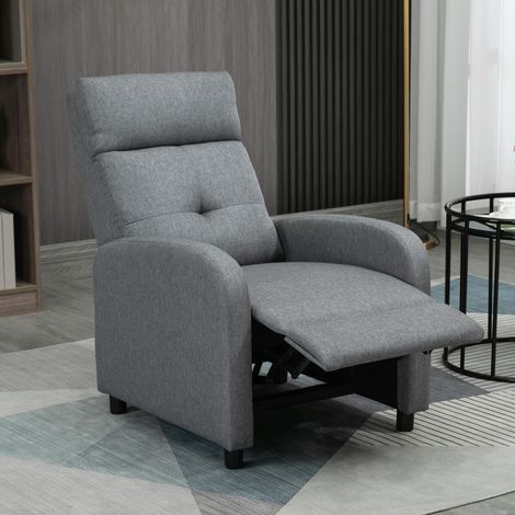 Sillón Relax Reclinable con Respaldo hasta 155°, Reposapiés, Muelles Ensacados, Poliéster Gris (1/5)