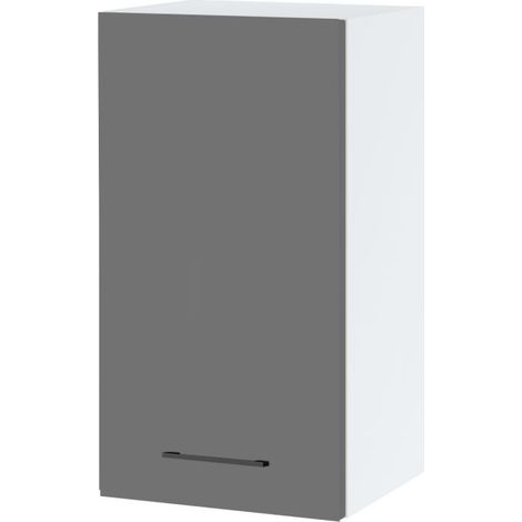 Meuble haut de cuisine Lovia Gris Mat 1 porte L 40 cm - Porte avec poignée apparente Grey