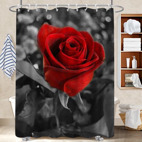Ensemble rideau de douche polyester avec anneaux 180x180 aéré bâche de douche pour accueillir l’été dans sa maison (1/5)