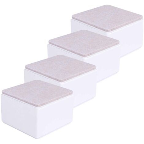 Lot de 4 rehausseurs de meubles en acier carbone de 5 cm, rehausseurs de lit de 8 cm, rehausseurs de meubles (carrés blancs) (1/5)