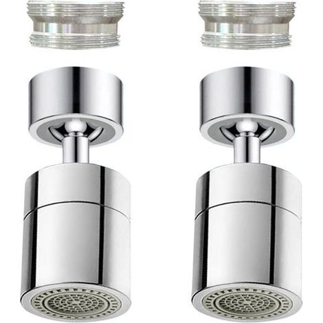 Lot de 2 aérateurs de robinet, aérateur de robinet d'évier de cuisine rotatif à 360°, tête de robinet à double jet