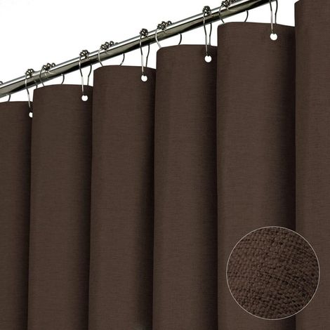 Rideau de douche imperméable imitation lin chocolat 200 x 200 cm, décoration pour salle de bain, baignoire, hôtel ou maison