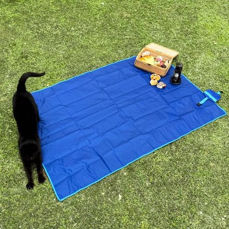 Manta de playa, Manta de exterior resistente al agua y a la arena, Esterilla de picnic portátil, Portátil y fácil de guardar, Azul, 200 x 210 cm (1/5)