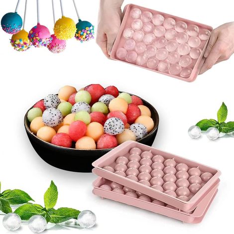 ® 2 Pcs Silicone Round Ice Cube Tray, Ice Cube Molds MINI Ball Ice Cube Trays, Ice Ball for Freezer, 2 Pattern x 66pcs Cocktail Ice Cubes, Suitable for Ice Bucket, Whiskey