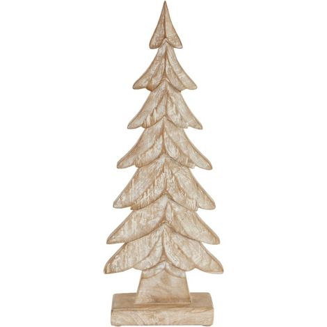 Carved Large Christmas Tree - Wood - L5 x W18 x H52 cm - Brown