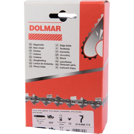 Dolmar – Chaine pour tronçonneuse 45cm – Pour bois dur – Technologie XPT – 514686772 (1/5)