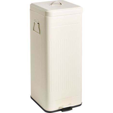 Waste Bin with Pedal and Lid Beige Iron Synthetic Material Modern Kitchen ECOCOMFORT