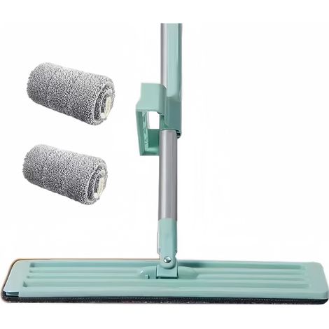 Balai Plat Auto-Essorage - Tête Pivotante 360° - Pour Sol Dur Bois Massif Carrelage Marbre Stratifié Vinyle - 1 Pièce (1/5)