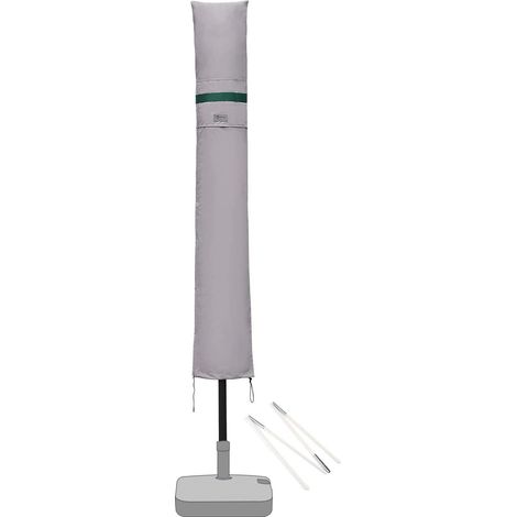 Sekey Housse de Protection pour Ø 300 cm Parasol, couverture de Parasol avec Grilles D’aération, 100% Polyester, Gris clair (1/5)