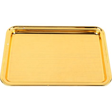 Plateau de Service Rectangulaire Style Européen, Décor Floral Luxueux pour Salon, KTV, Hôtel, Doré, Lot de 1 (1/5)