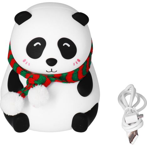 Veilleuse tactile en forme de panda avec 7 couleurs changeantes, rechargeable par USB, en silicone, motif yeux fermés, idéale pour la chambre d'enfant. (1/5)