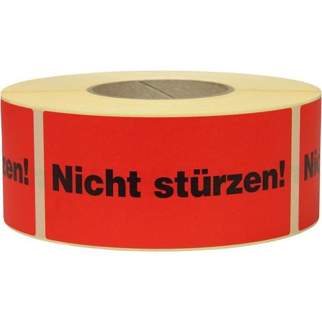 Hinweisetikett Maße 145x70mm Papier rot Nicht stürzen