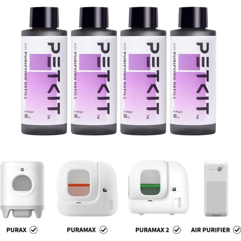 Petkit – Lot de 4 recharges purifiantes pour spray litière automatique 4x50mL – Formulé à base de plantes – Anti-odeur adapté aux animaux