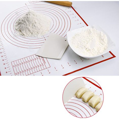 Tapis de pâtisserie antiadhésif en silicone, réutilisable, pour pétrir et cuire au four. Planche à pâtisserie épaisse, idéale pour le pain, les tartes et les biscuits. Outils de cuisine. (1/2)