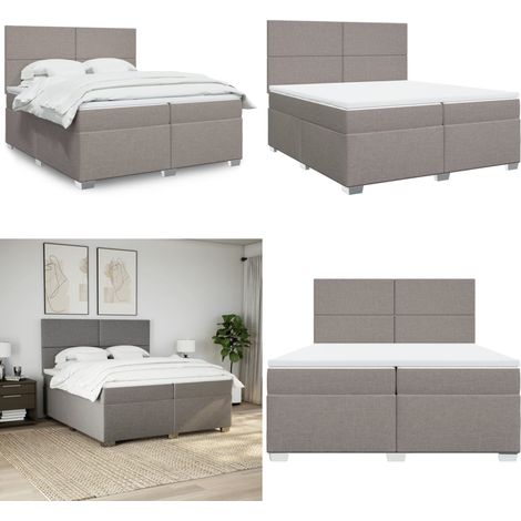 Boxspringbett mit Matratze Taupe 200x200 cm Stoff - Boxspringbett - Doppelbett - Bettsystem - Tapete - Massivholzmöbel - Home & Living (1/5)