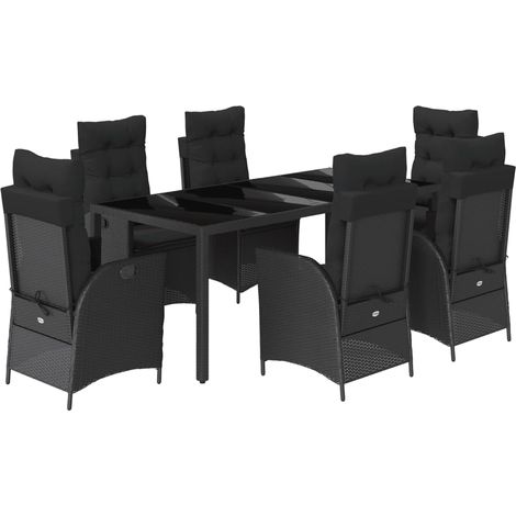 Maison Exclusive - 7-tlg. Garten-Essgruppe mit Kissen Schwarz Pol