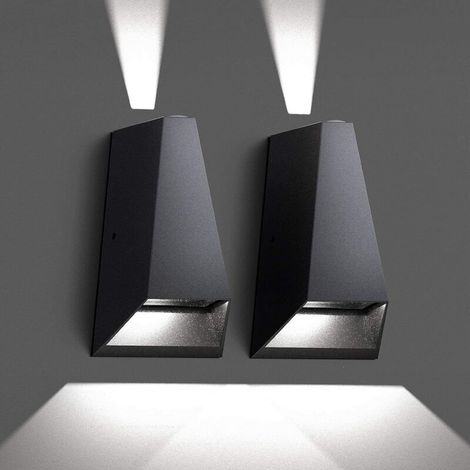 2 Pack Applique Murale Interieur/Exterieur, Moderne Applique Murale, Aluminium Lampe Murale Étanche IP54 pour Salon Chambre Couloir Salle de Bain (1/5)