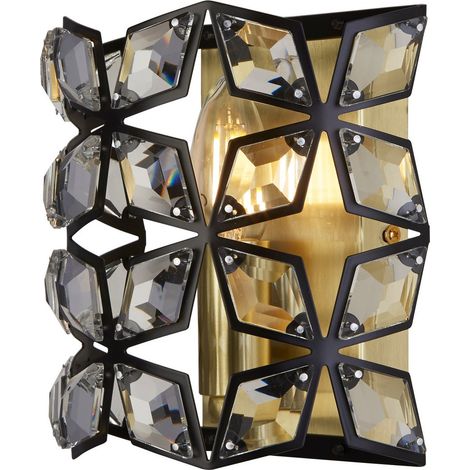Searchlight Iris Applique Murale Noir, Cristal, Laiton (1/3)