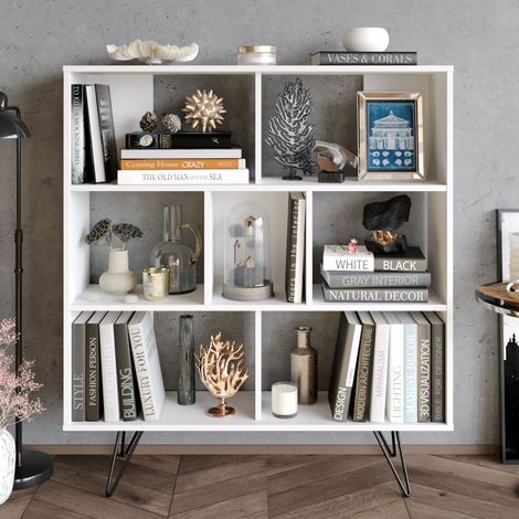 Étagère bibliothèque mistico avec les pieds en métal (blanc)