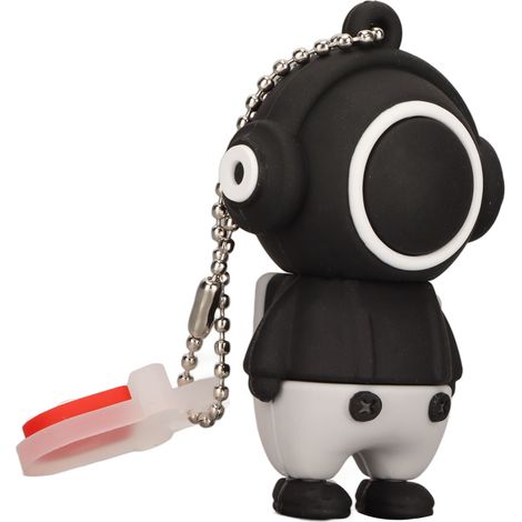 Clé USB 2.0 en forme de petit bonhomme mignon, anti-interférences électromagnétiques, noire, 128 Go (1/5)
