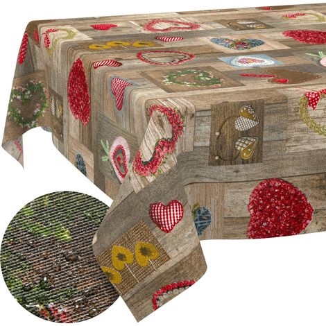 Nappe enduite Cœurs 260x140 cm rectangulaire (1/5)