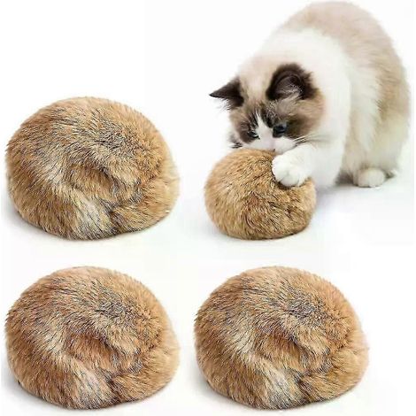 Nouvelle balle jouet pour chat en fourrure de lapin, résistante aux griffures, durable et moelleuse. Bâton à chat doux pour les chats d'intérieur, idéal pour les jeux de poursuite et de coups de patte (1/5)