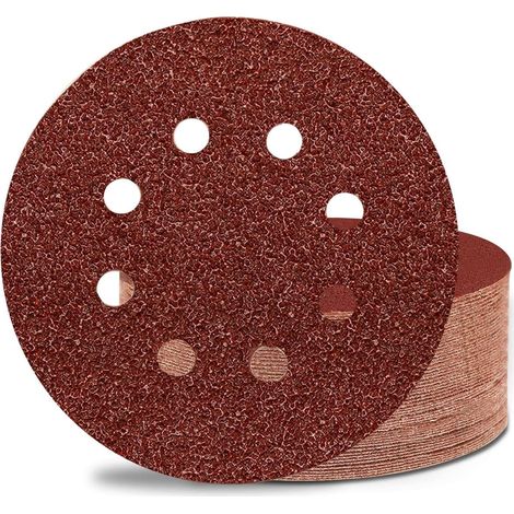 Disques Abrasifs 125 mm 70 Pièces Disques de Ponçage 8 Trous 40/60/80/120/180/240/320 Grain Mixte pour Ponceuse Excentrique (1/5)
