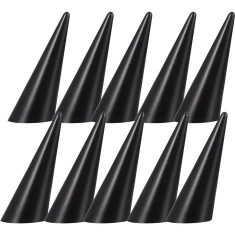 10 schwarze Acryl-Ringständer – konische Halter zur Aufbewahrung und Präsentation von Schmuck (1/4)