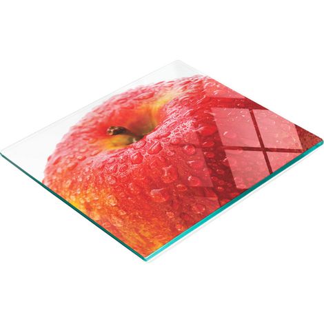 Tagliere da cucina decorativo multifunzionale in vetro con motivo mela e acqua, 60x52 cm (1/5)