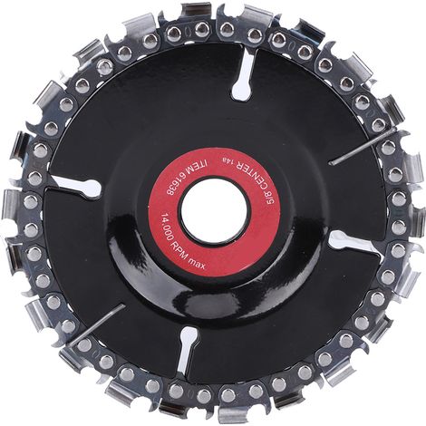 Meuleuse d'angle 4 pouces, disque à chaîne pour gravure sur bois, outil durable en carbure noir 22 dents (carte violette) (1/5)