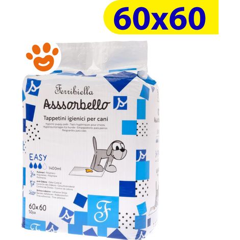 Ferribiella Assorbello Easy (60x60) Tappetini Igienici Assorbenti - Confezione 50 Tappetini - Tappetini Assorbenti