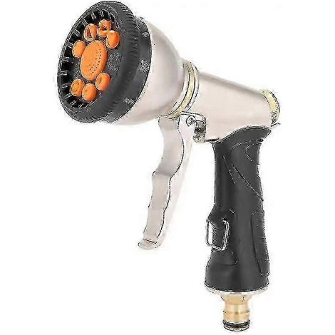 Ugello a spruzzo espandibile per tubo da giardino, 9 vie multifunzione, in metallo resistente, nero, 1 pezzo (1/5)