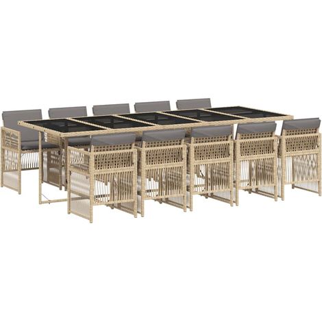 Maison Exclusive - Set comedor de jardín 11 pzas con cojines ratá (1/5)