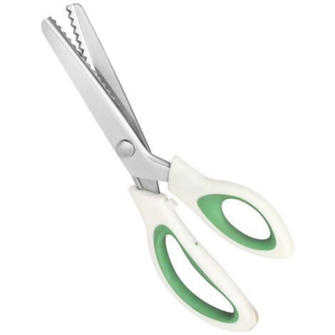 Poignée Souple pour droitiers et gauchers Ciseaux cranteurs Couture, Ciseaux à denteler, ciseau Couture Couleur verte et blanche (1/4)