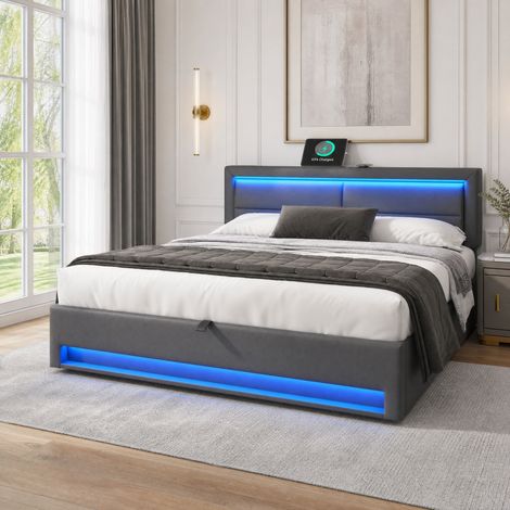 Letto matrimoniale contenitore LED USB 160x200 OKMYHOME (1/5)