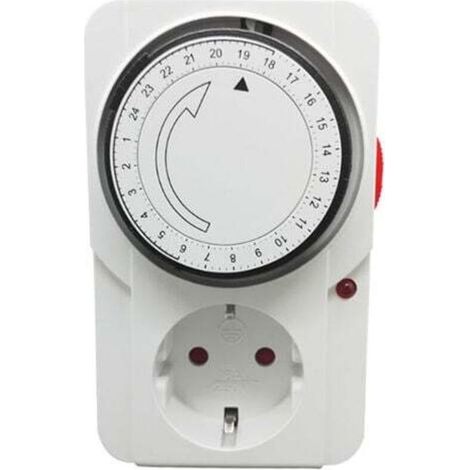 Programmeur journalier mécanique inter.Voyant 3000 W.Prise programmateur journalier mécanique, couleur blanc,16A (1/4)
