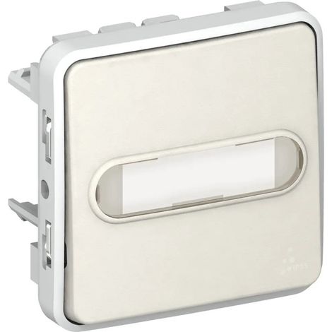 Poussoir NO lumineux - Avec porte-étiquette - Composable - Blanc - Plexo - 69633 - Legrand
