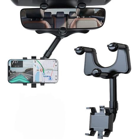 360° drehbare Auto-Handyhalterung, kompatibel mit allen Smartphones – Halterung für den Rückspiegel, verstellbar und ausziehbar (1/5)